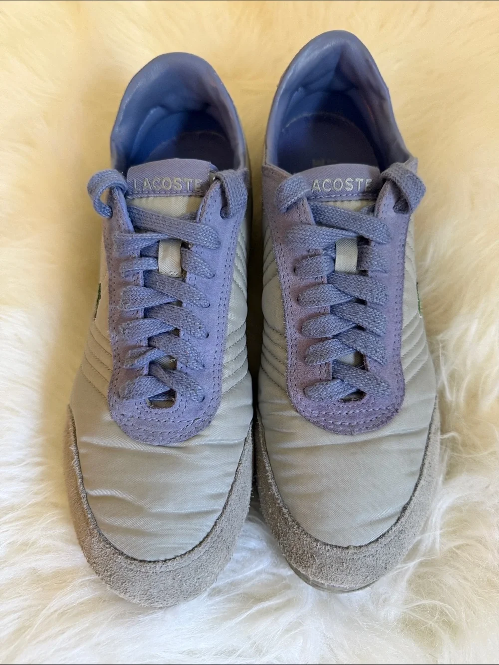 Lacoste Blue Gray Retro Sneakers Y2K 90s 2000s Tennis Shoes woman’s size 9